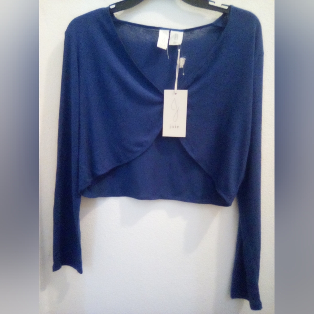 Joie Navy Blue Long Sleeve Crop Top Cardigan Bolero Size 6
